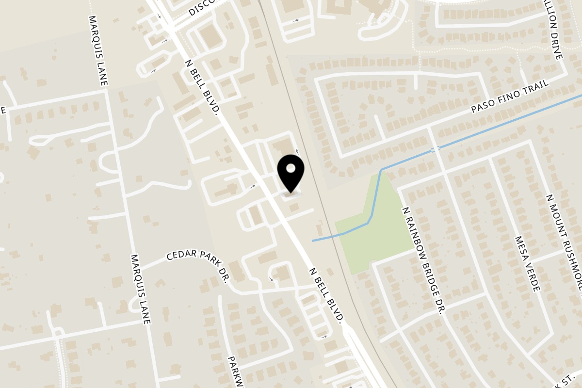 Map showing the location of Niki's Pizza & Pasta Cedar Park on 508 N Bell Blvd in Cedar Park